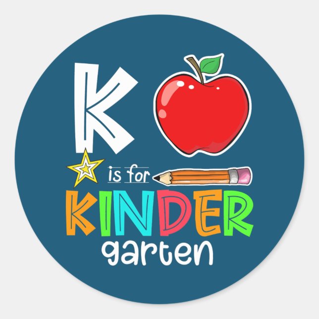 Sticker Rond K Est Pour L'Étudiant Enseignant De La Maternelle  (Devant)