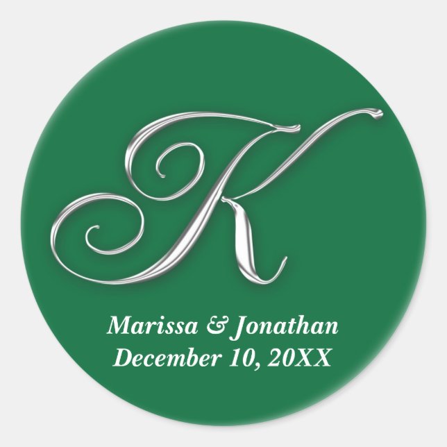 Sticker Rond K initial vert monogramme nom personnalisé pour sc (Devant)