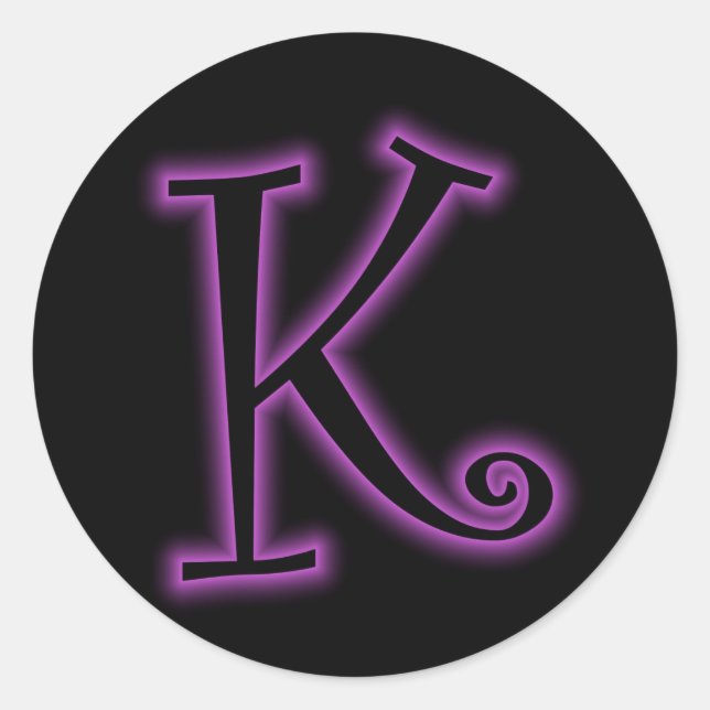 Sticker Rond K Monogram Purple Neon (Devant)
