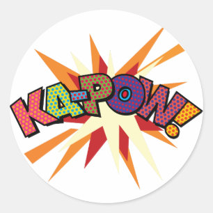 Sticker Rond KA-POW Fun Retro Comic Book Pop Art