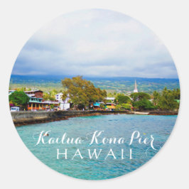 Sticker Rond Kailua Kona Pier Hawaii Art numérique de peinture