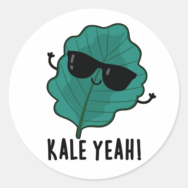 Sticker Rond Kale Ouais Funny Veggie Pun (Devant)