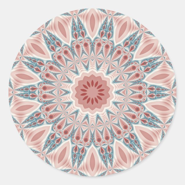 Sticker Rond Kaleidoscope Abstrait moderne Mandala Fractal Art (Devant)