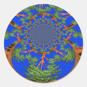 Sticker Rond Kaleidoscope Acacia Arbre Art Imprimer/Graphique