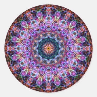 Sticker Rond Kaléidoscope de Lotus pourpre