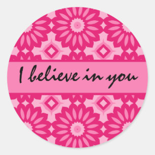 Sticker Rond Kaléidoscope rose. Je crois en vous
