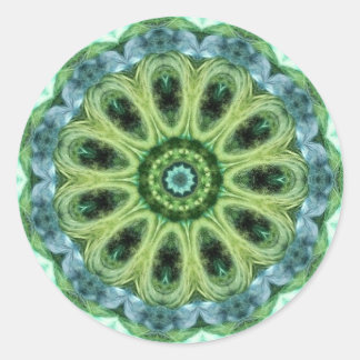 Sticker Rond kaléidoscope vert turquoise