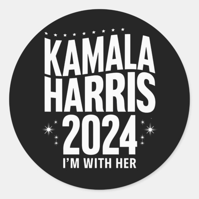 Sticker Rond Kamala 2024 Soutenez I'm With Her Kamala Harris (Devant)