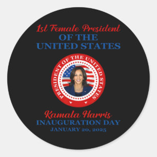 Sticker Rond Kamala Harris 1ère femme Présidente Inauguration P