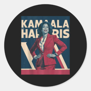 Sticker Rond Kamala Harris 2024 - Conception À La Tête Avec For