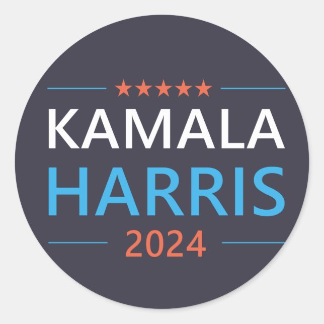 Sticker Rond Kamala Harris 2024 pour le président (Devant)