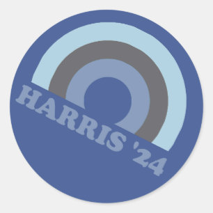 Sticker Rond Kamala Harris 2024 Retro Rainbow
