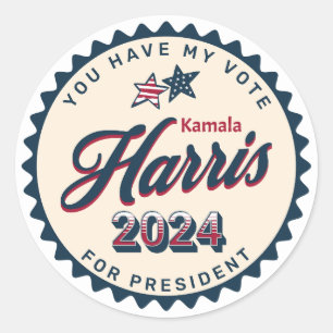 Sticker Rond Kamala Harris 2024 Vous avez mon vote