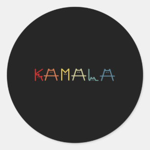 Sticker Rond Kamala Harris Chat Vintage Lettres Positives Drôle