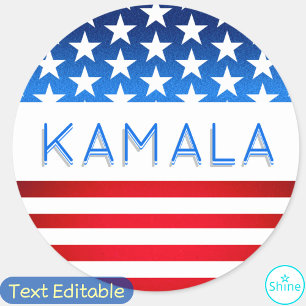 Sticker Rond Kamala Harris Election USA Drapeau moderne Texte p