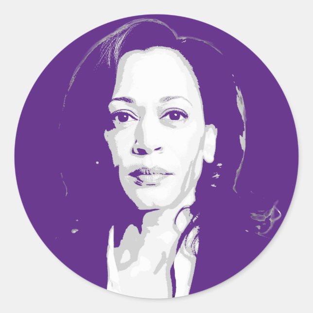 Sticker Rond Kamala Harris Portrait (Devant)