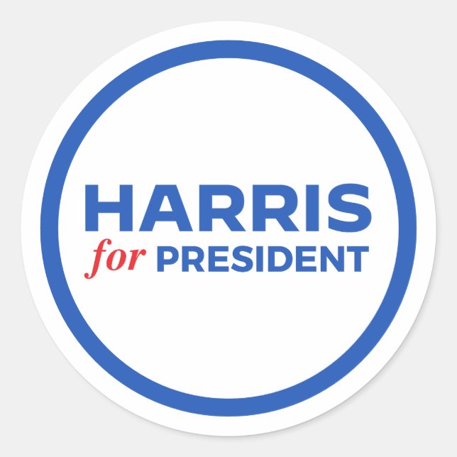 Sticker Rond Kamala Harris pour le président (Devant)
