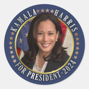 Sticker Rond Kamala Harris pour le président démocrate 2024 Pho