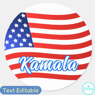Sticker Rond Kamala Harris pour le président Élégant Script dra