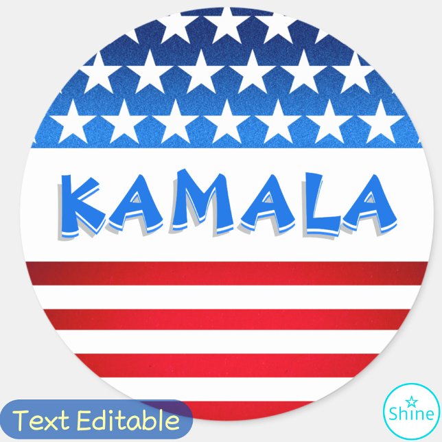 Sticker Rond Kamala Harris pour le président USA Drapeau texte  (Créateur téléchargé)