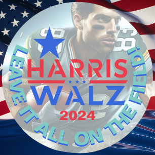 Sticker Rond Kamala Harris, Tim Walz Laissez tout sur le terrai