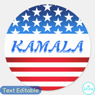 Sticker Rond Kamala Harris USA Drapeau Personnalisé Texte Élect