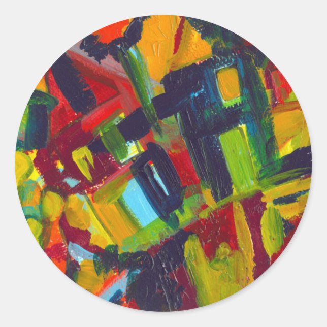 Sticker Rond Kandinsky 304 Oeuvre Abstraite colorée (Devant)