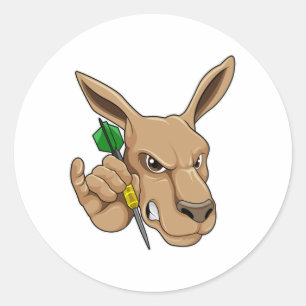 Sticker Rond Kangaroo comme joueur de Dart avec Dart