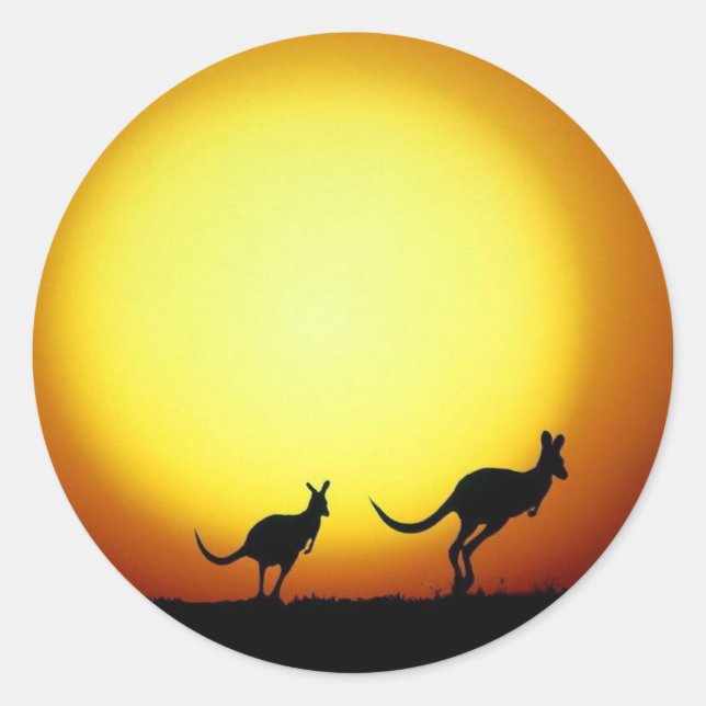 Sticker Rond Kangaroos dans l'arrière-pays australien (Devant)