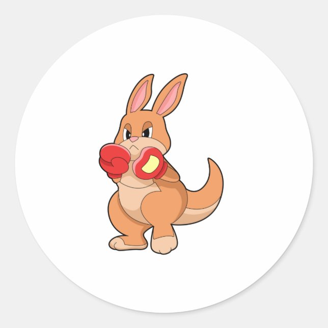 Sticker Rond Kangourou à la boxe avec gants de boxe (Devant)