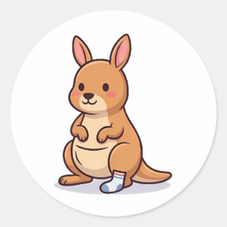 Sticker Rond Kangourou Chaussette