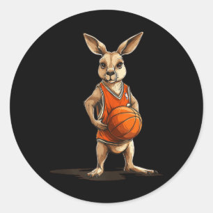 Sticker Rond Kangourou Drôle Avec Costume De Basket Pour Homme 