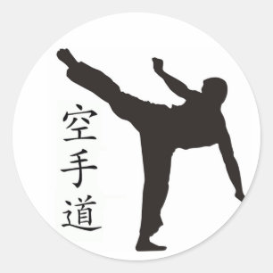 Sticker Rond Kanji élevé de coup-de-pied/karaté