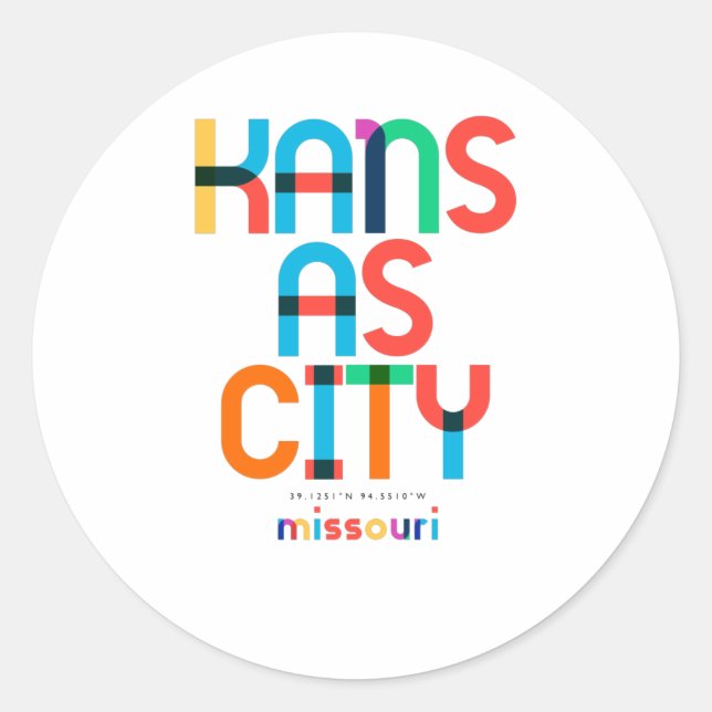 Sticker Rond Kansas City Missouri Mid Century, Pop Art, (Devant)