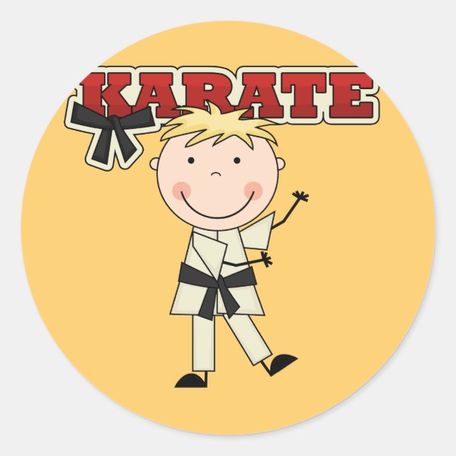 Sticker Rond KARATE - Blond Boy Tshirts et cadeaux (Devant)