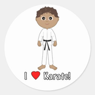 Sticker Rond Karate Boy : I Love Karate