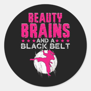 Sticker Rond Karate Chemise Beauté Cerveaux Et Ceinture Noire D