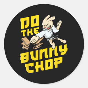 Sticker Rond Karate Chop Action Bunny Pun Arts Martiaux Enfants