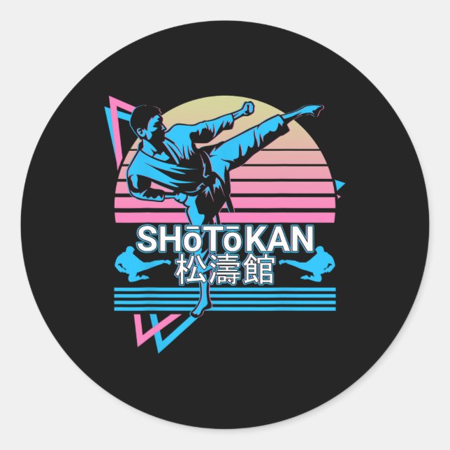 Sticker Rond Karaté de Shotokan Japonais Arts Martiaux Retro 1 (Devant)