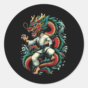 Sticker Rond Karate Dragon Nouvel An Lunaire Chinois 2024 Année