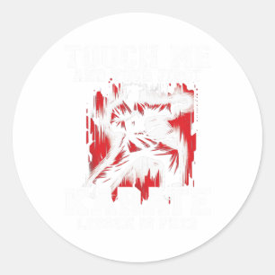 Sticker Rond Karate Drôle Pour Hommes Judo Touchez-Moi Premier 