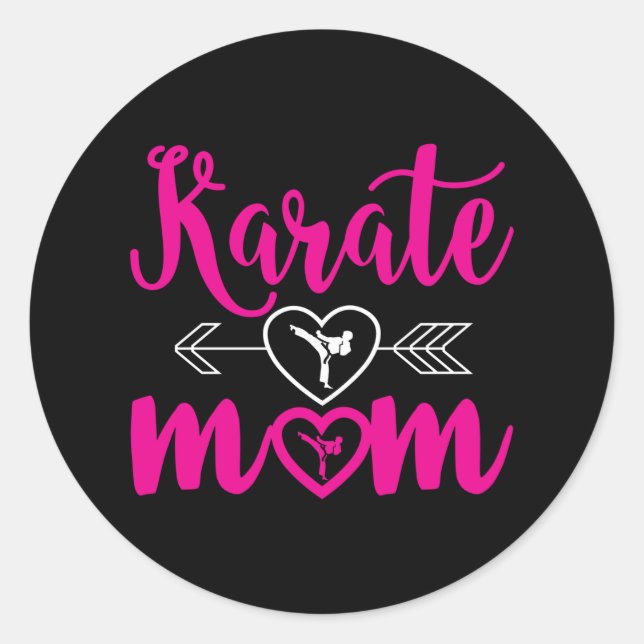 Sticker Rond Karate Mama Funny Fier Karate Maman (Devant)