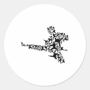 Sticker Rond Karate Martial Arts Flying Boxer Kickboxer T