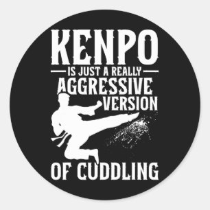 Sticker Rond Karate Martial Arts Girl Lady Kenpo School Fighter