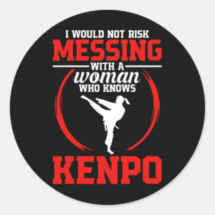 Sticker Rond Karate Martial Arts Pas Risque Kenpo School Fighte