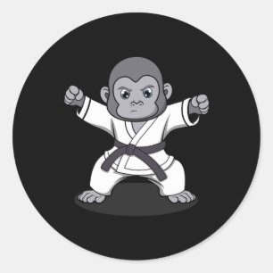 Sticker Rond Karate Monkey Ironic Wildlife Ape Fighter