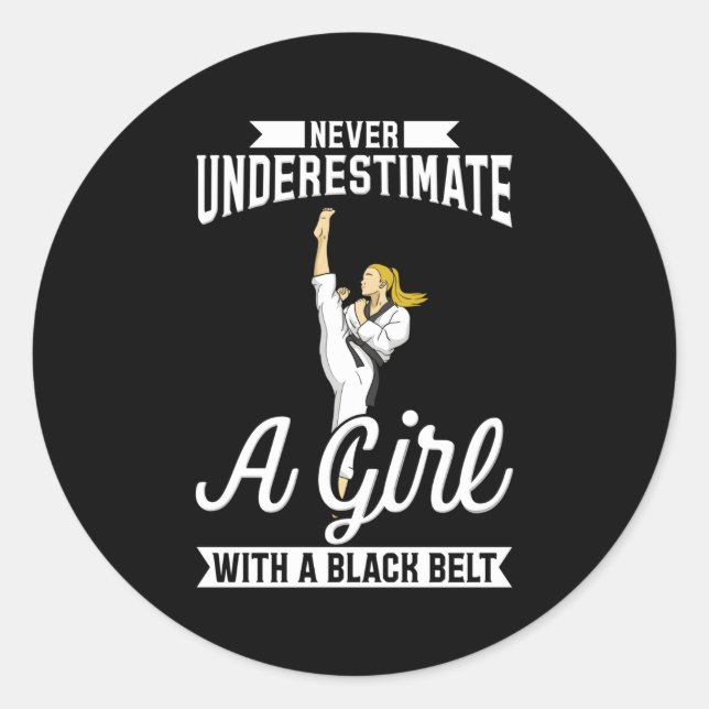 Sticker Rond Karate Pour Mial Fighter Avec Une Ceinture Noire (Devant)