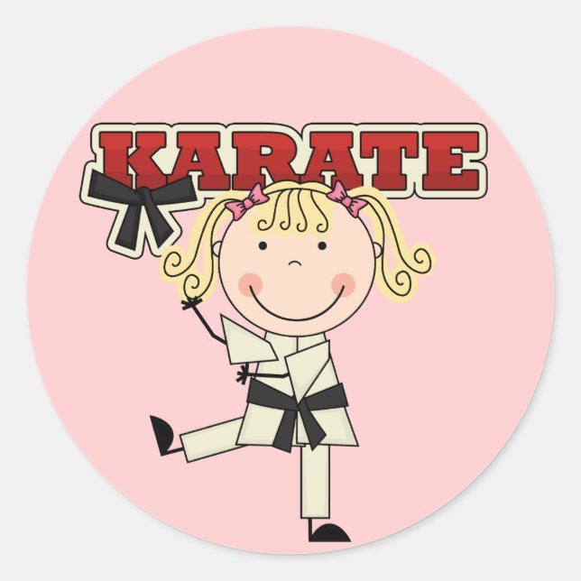 Sticker Rond KARATE - T-shirts et cadeaux Blond Girl (Devant)