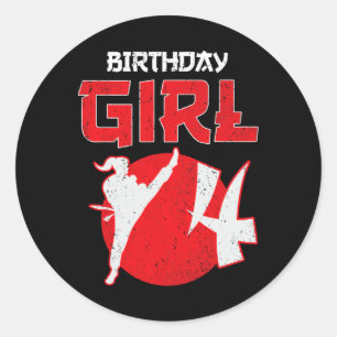 Sticker Rond Karate Taekwondo 4 ans Anniversaire Arts Martiaux