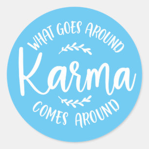 Sticker Rond Karma Ce Qui Se Passe Autour De Pastel Blue